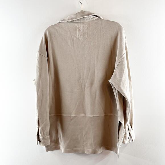 Aerie Chorewear Long Sleeve Popover Oversized 1/2 Snap Sweatshirt Tan Beige S - Picture 5 of 5